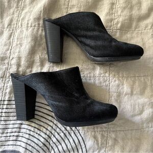 Madewell Black Pony hair Mule Heels Size 7M